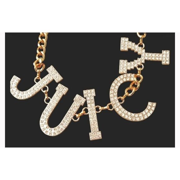 JUICY COUTURE gold pave rhinestone CHAIN BELT MED/LARGE or L/XL nwt trendy - Picture 3 of 12